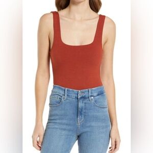 Good American Modern Tank Bodysuit Brick Red